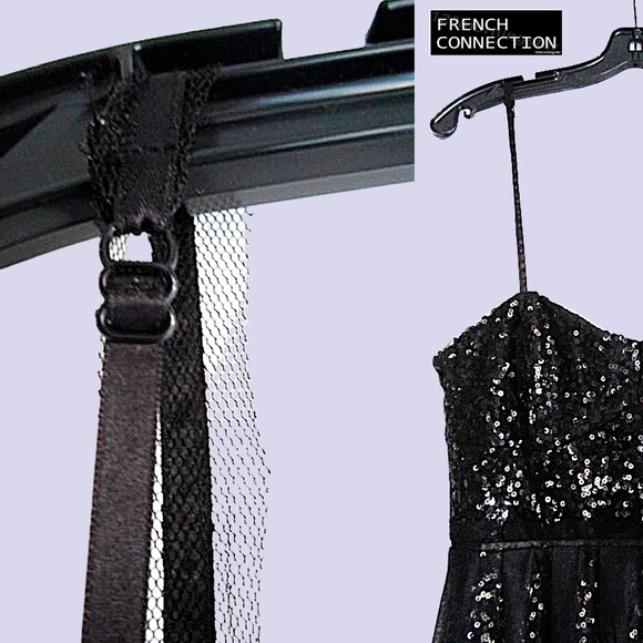 FRENCH CONNECTION NEW Glam Sequin/Tulle Sweetheart Strap Neck Fit & Flare Dress - Picture 4 of 12